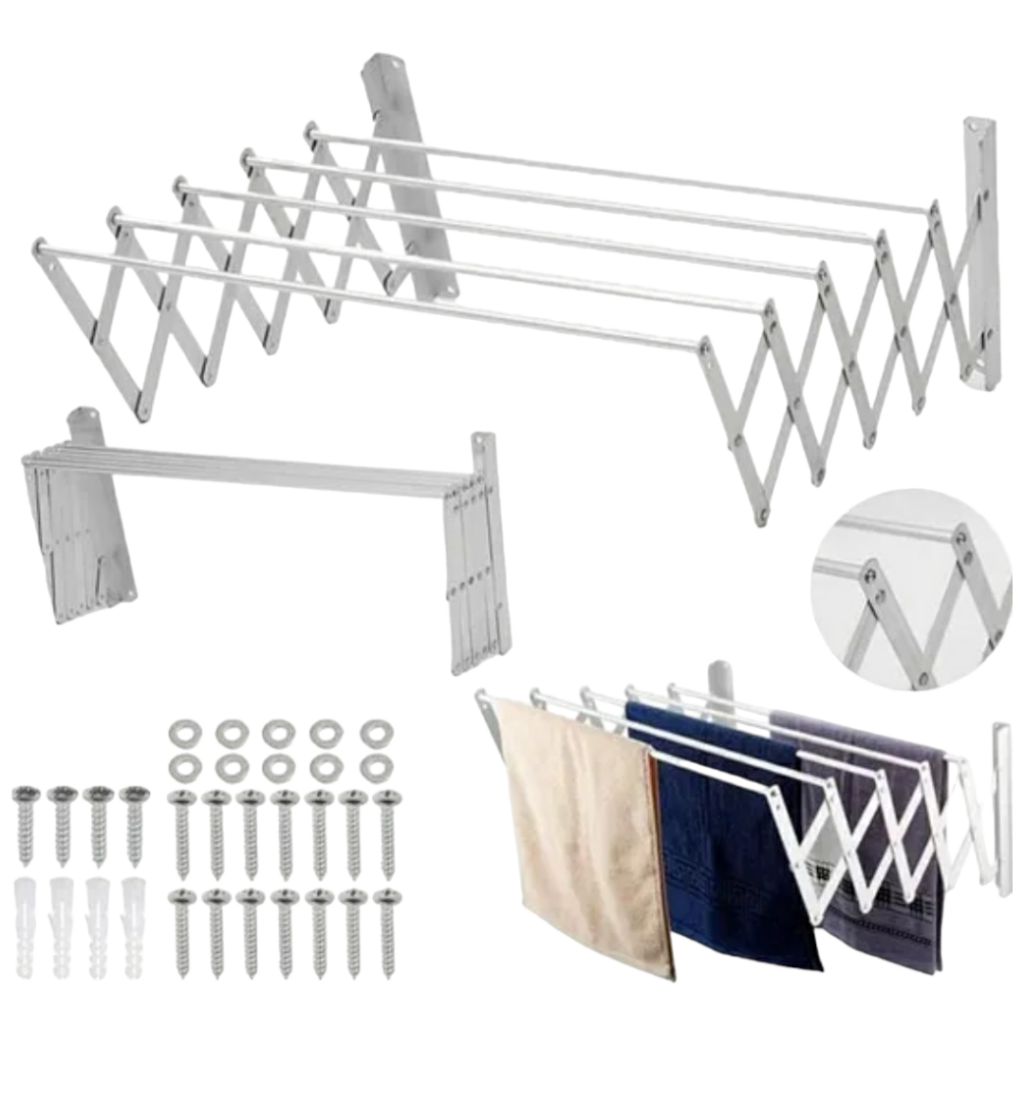 ⁦علاقة ومجففة الملابس ب 5 رفوف وبطول 1متر، تصميم موفر للمساحة - Sèche Linge Aluminium Extensible 1m⁩ - الصورة ⁦3⁩