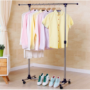 حامل ملابس سهل التركيب مع ارتفاع قابل للتعديل و 4 عجلات Penderie 1 barre inox