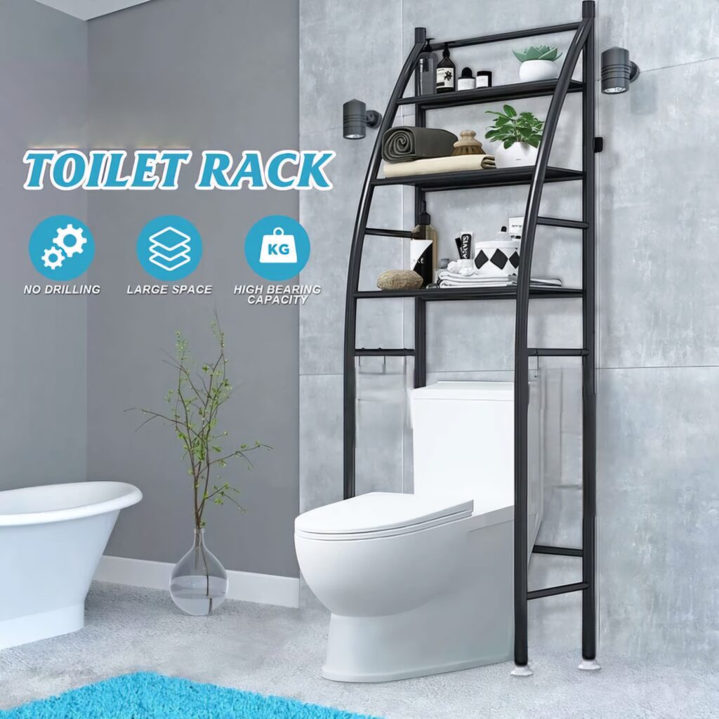 حامل ورف الحمام العصري لتنظيم وترتيب الأغراض Étagère De Salle De Bain, Meuble De Rangement Au-Dessus